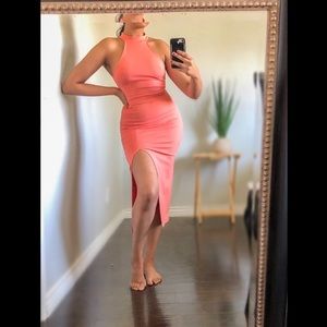 Peach Halter midi dress
